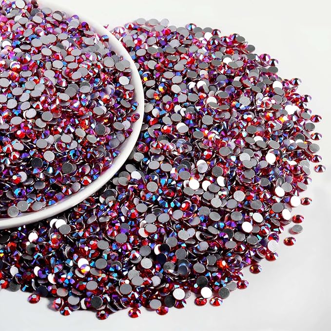 Beadsland Flatback Rhinestones Bulk, 2880pcs Rhinestones for Nails Crafts Clothes DIY Decoration, Light Siam AB, SS30, 6.3-6.5mm