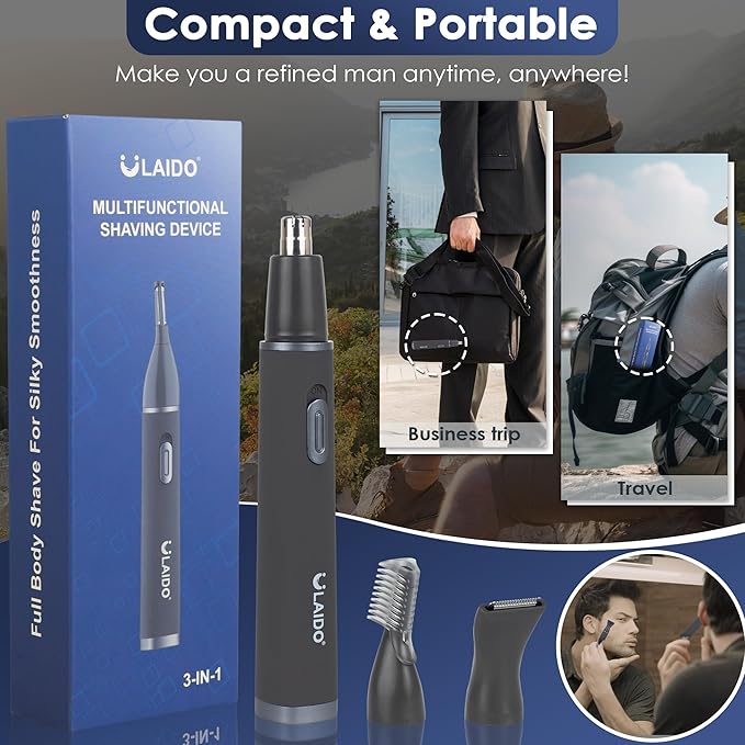 Ear and Nose Hair Trimmer for Men, 3 in 1 Eyebrow & Facial & Nose Hair Trimmer Clipper, 2025er Painless USB Rechargeable Hair Trimmers with High-Speed, Easy Cleaning