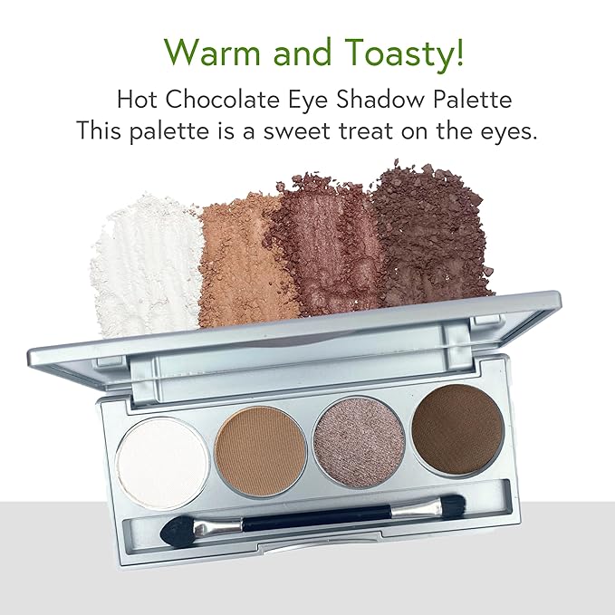 Honeybee Gardens Hot Chocolate Eye Shadow Palette, Clean and Bold, 4 Highly Pigmented Colors With Long Lasting Luxe Finish, Vegan, Cruelty-Free, Gluten-Free, and Paraben-Free, Net Wt 1.3g Each