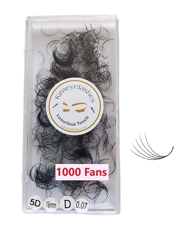 5D 1000 Premade fans Volume loose Fans C, D Curl 0.07. Handmade eyelash extensions supplies Russian volume lash promade fan (5D - Curl D, 16mm)