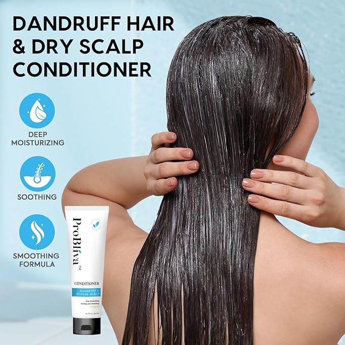 Dandruff Hair & Dry Scalp Conditioner: Deep Moisturizing & Soothing Relief with Natural Ingredients - Calms Itch Fungus Flakes, 10 fl. oz.