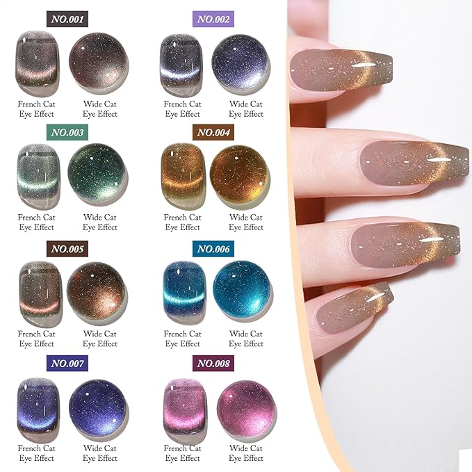 Crushed Diamond Cat Eye Gel Nail Polish with Magnet Stick, 15ml Holographic Glitter Gel, Ideal for DIY Nail Art, Mystical Onyx