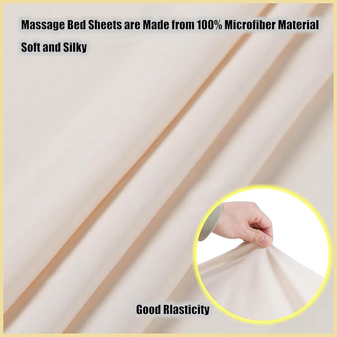 4 Sets Microfiber Massage Table Sheet Sets 3 Pcs Massage Bed Cover Soft Wrinkle Free Includes Massage Fitted Sheet,Massage Sheets and Face Cradle Cover for SPA Beauty Salon Tattoos (Beige)