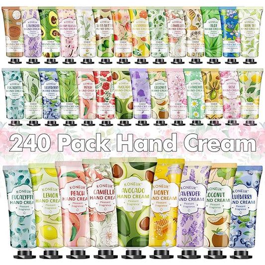 240 Pack Hand Cream Set For Women, Mothers Day Gifts, Nurse Gifts, Bridal Shower Gifts and Teacher Appreciation Gifts, Bulk Moisturizing Hand Lotion Travel Size for Dry Cracked Hands