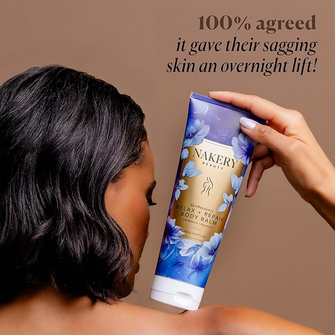 Nakery SkinRecovery Relaxing Magnesium Balm - Skin Tightening Cream for Body with SepiLift & Retinol - Muscle Balm with Melatonin for Restful Sleep - Hydrating Dry Skin Cream with Shea Butter