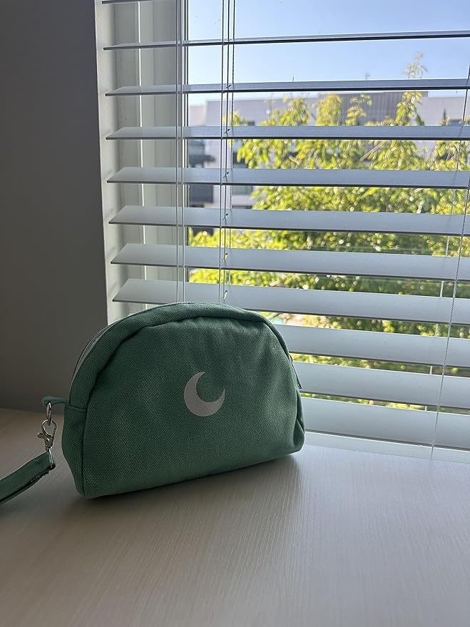 Brando Moon Smell Proof Makeup Bag with Moon - Carbon Neutralizing Fabric - Air Tight Zippers (Green)