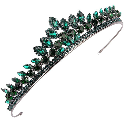 LIMELIA Women's Tiara for Henna Wedding Party|Glitter Hair Accessories for Bridal Birthday Pageant Prom Halloween Costume Christmas Party, Queen Princess Crowns | Leaf Model-Green