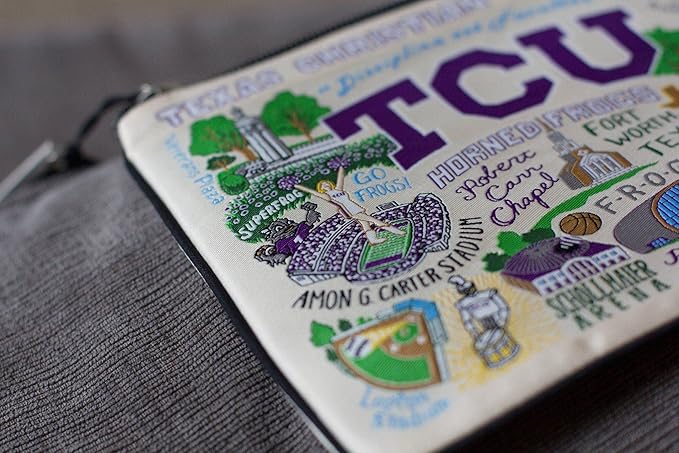 Catstudio Collegiate Zipper Pouch, Texas Christian University Travel Toiletry Bag, Ideal Gift for Alumni, Makeup Bag, Dog Treat Pouch, or Travel Purse