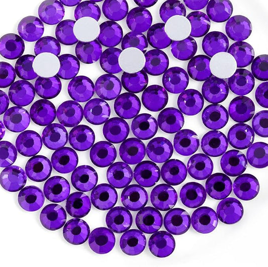 Beadsland 1440pcs Flat Back Crystal Rhinestones Round Gems for Nail Art and Craft Glue Fix, Pure Purple, SS10,2.7-2.9mm