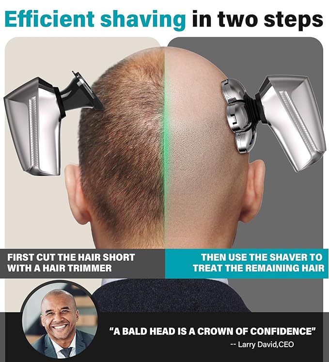 Head Shavers For Bald Men, Upgraded 7D Electric Razor For Men Cordless Rechargeable Electric Shavers For Men Ipx7 100% Waterproof Dry & Wet Bald Head Shaver Beard Grooming Kit With Led Display