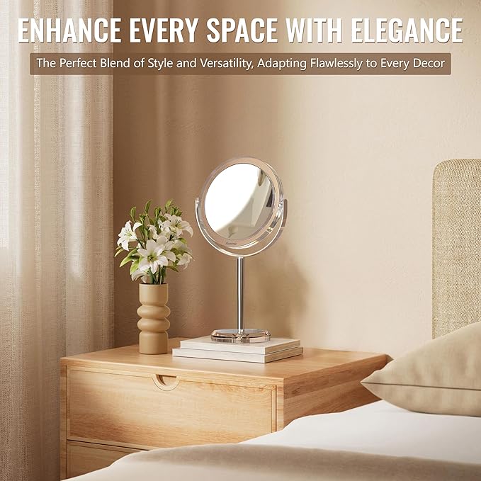 20X Magnifying Makeup Mirror, Double Sided 1X/20X Magnifying Mirror, Tabletop Magnified Vanity Mirror with Magnification, 360° Rotation, Stand for Dressing Table, Bathroom, Bedroom