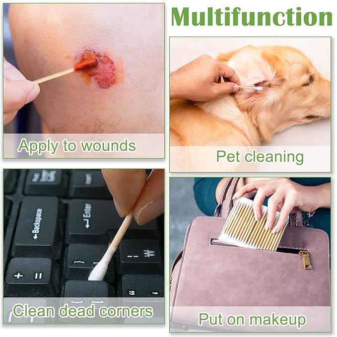 5000 Count Bamboo Cotton Swabs Double Round Buds Organic Cotton Swabs with Tips for Ears Sterile Tipped Applicator Makeup Swab Daily Makeup Eye Cleaning