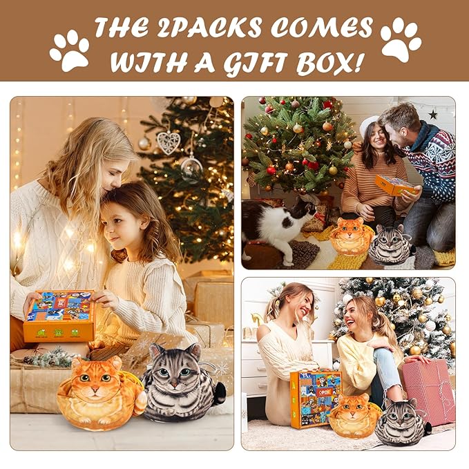 Openhaha Drawstring Travel Organizer, Cosmetic Pouch - Cat Gift for Women, Lay Flat Makeup Bag Gifts for Cat Lovers (2-Pack)