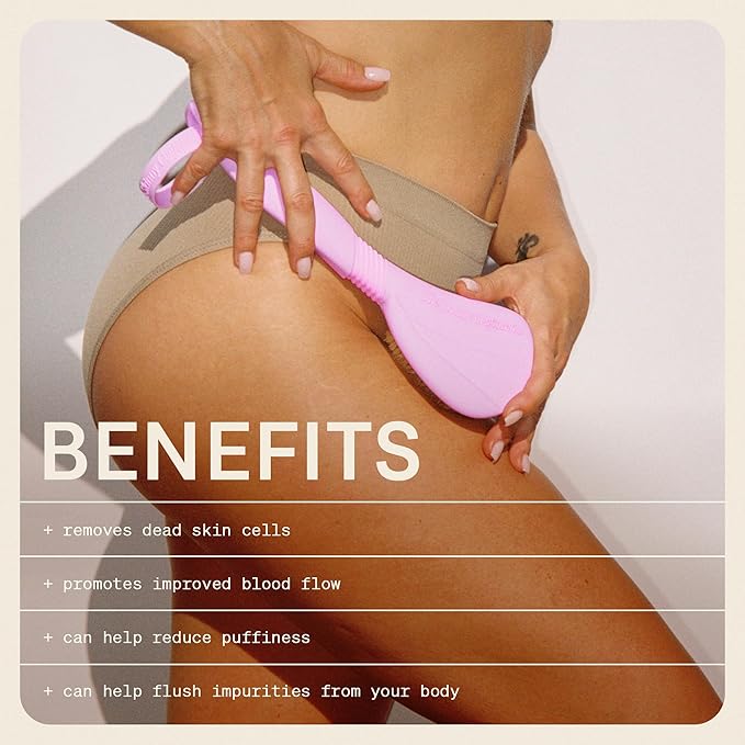 The Skinny Confidential Butter Brush - Exfoliating Back Scrubber for Shower Reduces Inflammation & Cellulite - Dry Brush Body Scrubber Increases Blood Circulation - Skin Scrubber & Exfoliator