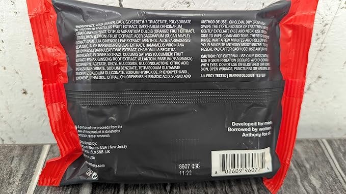 Anthony Glycolic Exfoliating & Resurfacing Wipes – Men’s Cleansing Face Cloths to Clean and Brighten Complexion – Gentle Pore Refining for Normal, Oily or Sensitive Skin – 30 Sheets per Bag