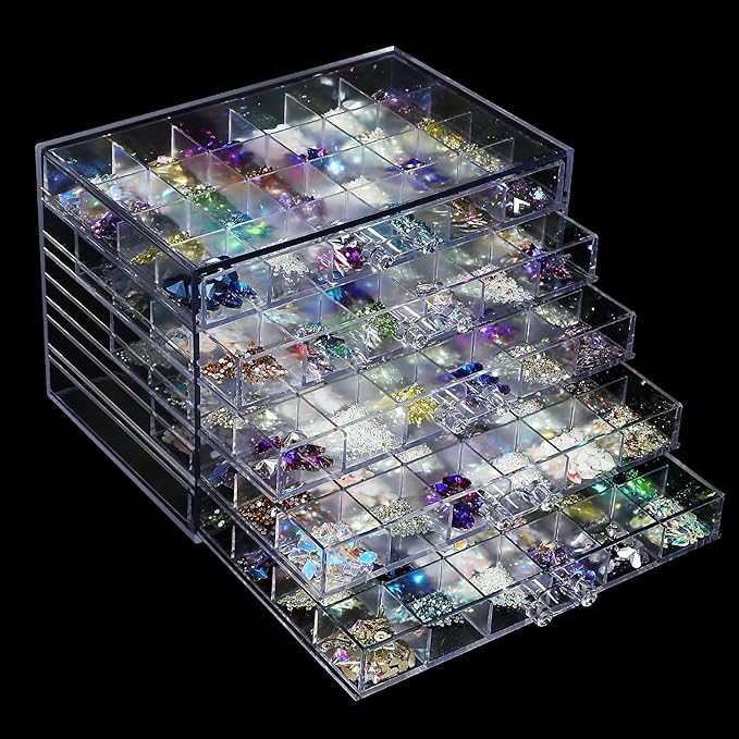 5 Tier 120Lattice nail Organizers and Storage Clear Acrylic Nail Jewellery Accessories Storage Case Holder Shelves Display Mesa Para Manicura Profesional Nail Table
