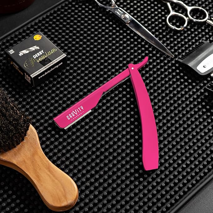 Professional Straight Razor - Ultra Exposed Straight Razor Kit with 10 Gravity Premium Blades, 2mm Exposed (Panthera)