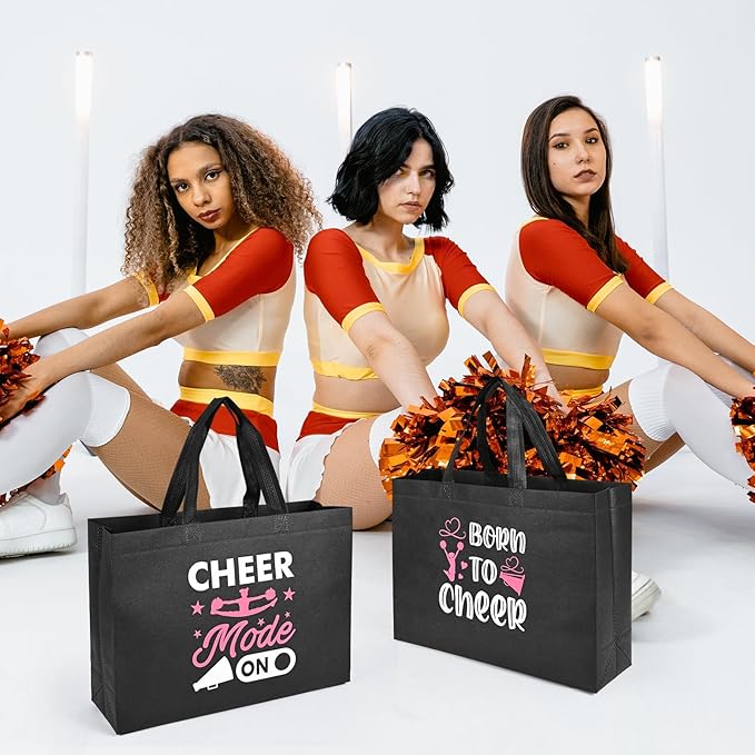 Olgaa 48 PCS Cheerleader Gifts: 24 PCS Cheer Bags & 24 Black Cheer Keychains