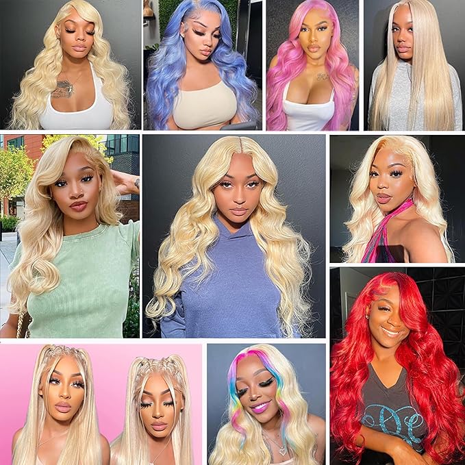 30 Inch 613 Lace Front Wig Human Hair 13x4 Body Wave Blonde Lace Front Wigs Human Hair Transparent 613 HD Lace Frontal Wig Pre Plucked with Baby Hair 180% Density