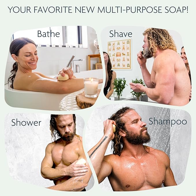 Body Wash Castile Soap Bar for Sensitive Skin – Long Lasting Natural Bar Soap for Men and Women with Olive Oil and Cocoa Butter - Vegan Peppermint by Carolina Castile, 5 oz Each