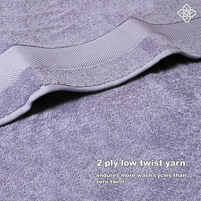 BIOWEAVES 100% Organic Cotton 700 GSM Luxury Wash Cloths GOTS Certified 13" x 13" Face Towel - Lavender, Pack of 12