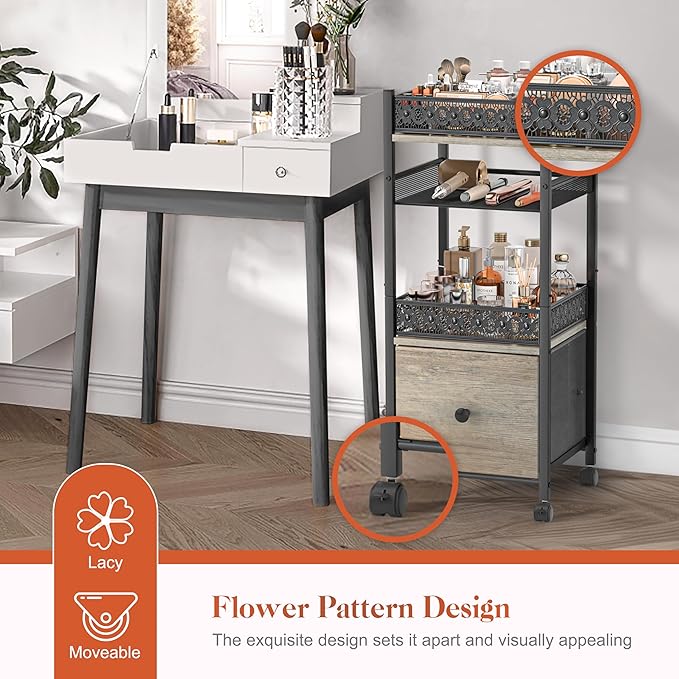 Makeup Organizer, Large Skincare Organizers, Make Up Organizers for Vanity, Makeup Storage Cosmetic Organizer with Drawer, Bathroom Vanity Organizer Makeup Holder Cart for Skin Care Hair Tool Beauty