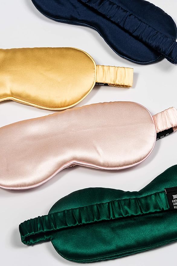 LUSSO 21mm 100% Pure Mulberry Silk Sleep Mask, 100% Silk Inside Out, Super Soft, Anti-Aging, Blue