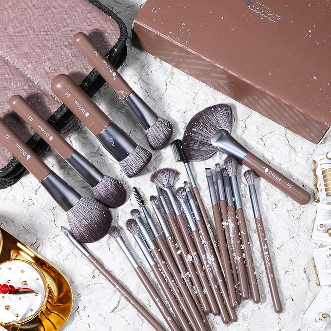 DUcare Makeup Brushes Professional with Bag 22Pcs Makeup Brush Set Premium Synthetic Kabuki Foundation Blending Brush Face Powder Blush Concealers Eye Shadows with Case