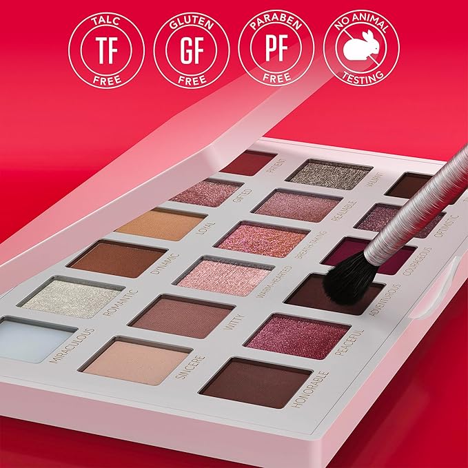 Mirabella True to You Metallic Eye Makeup Palette - 18 Colors of Talc Free Eyeshadow Primer Included & Highly Pigmented Eyeshadow Palette Kit w/Matte & Shimmer Shades - Buff