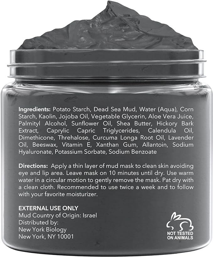 New York Biology Dead Sea Mud Mask for Face and Body Infused with Lavender - Spa Quality Pore Reducer for Acne, Blackheads and Oily Skin - Tightens Skin for A Healthier Complexion - 8.8 oz