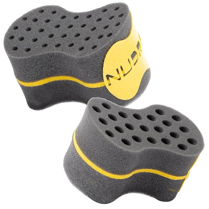 Hair Sponge for Black Men and Women, Hair Twisting Sponge, Barber Curling Care Tool for Afro, Dreads, Curls, Coils & Twists (Black, Double Sided, Oval, Plastic Handle)