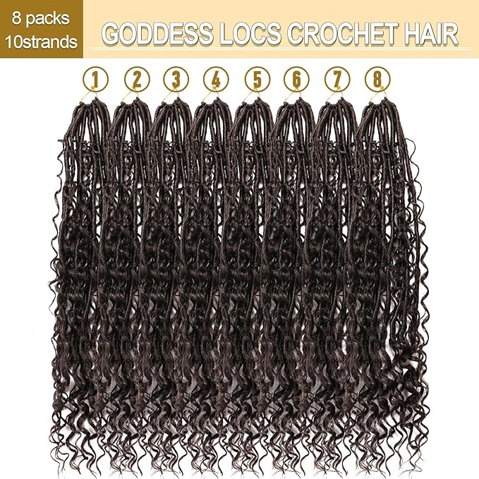 8 Packs Goddess Faux Locs Crochet Hair-24 Inch Boho Soft Locs Crochet Hair for Black Women (#2, 24 Inch(Pack of 8))