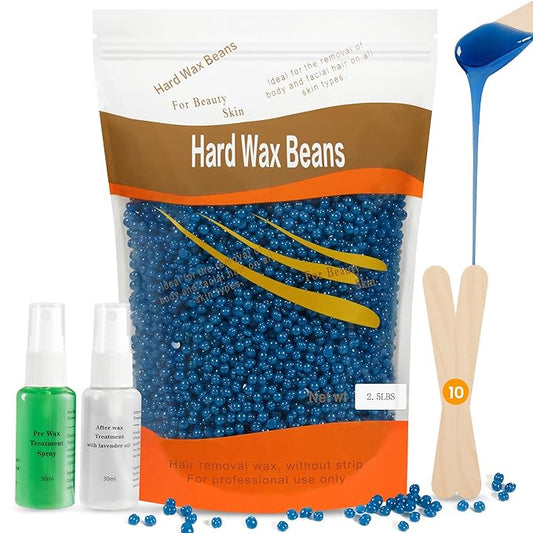 Sunvivi Hard Wax Beads for Hair Removal 2.5lb, Brazilian Bikini Hard Waxing Kit for Sensitive Skin, Perfect for Coarse Hair Full body Legs, Face and Underarms
