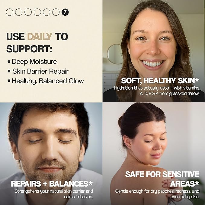 100% Grass Fed Beef Tallow for Skin Care by Neatique | Face & Body | Whipped Moisturizer for Skin | with Organic Beeswax & Organic Honey Balm | All Natural Formula, 2.13oz (Unscented)