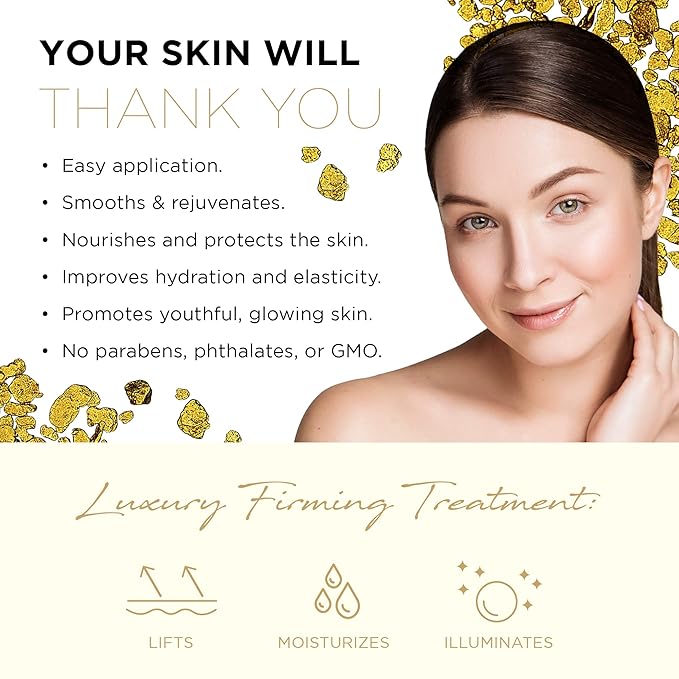 Azure Cosmetics 24K Gold & Collagen Face Moisturizer - Dermatologist Tested, Anti-Aging Face Cream - Skin Tightening, Fine Lines and Wrinkles Treatment - Korean Skin Care - All Skin Type - 2 Pack