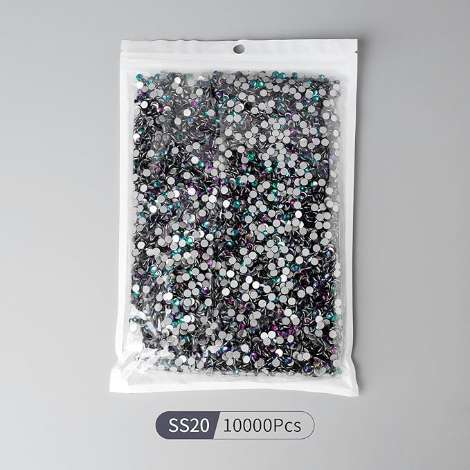 10000PCS Green Volcano Rhinestones Bulk, Flat Back Crystal Glass Stone Round Gems,SS20, 4.6-4.8mm