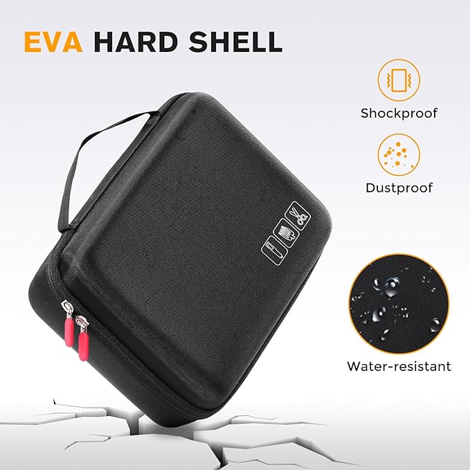 ProCase Hard Barber Accessories Case, Travel Bag for 3 Hair Clippers and Supplies, Trimmer Organizer Storage Box with Clear Pouch, Portable Holder for Men Razor Guard Grooming Kits -Black