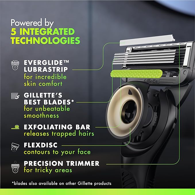 GilletteLabs With Exfoliating Bar Shaving Razor For Men, 1 Handle, 3 Blade Refills, Includes Travel Case for Convenient Storage On The Go