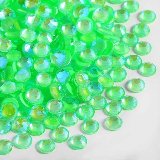 Beadsland 1440pcs Flat Back Crystal Rhinestones Round Gems for Nail Art and Craft Glue Fix, Luminous Green, SS20,4.6-4.8mm