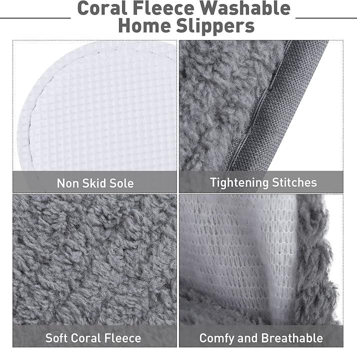 Elcoho 12 Pairs Closed Toe Spa Slippers Reusable Slippers Coral Fleece Washable Disposable Home Slippers for Women Men Guests Hotels House Slippers Housewarming Indoors Bathroom Party Traveling