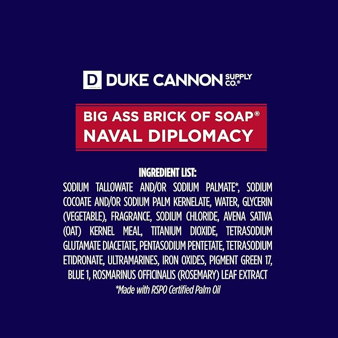 Duke Cannon Supply Co. Big Brick of Soap Bar for Men, Naval Diplomacy - Extra Large, All Skin Types, 10 oz. (Pack of 6)