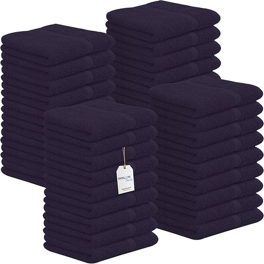 Avalon Towels Cotton Washcloths – (Pack of 36) Size 12x12 Inches, 100% Ring Spun Cotton, Soft & Absorbent Face Towels, Gym Towels, Hotel and Spa Quality, Reusable Fingertip Towels (Plum)