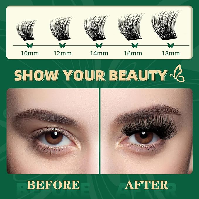 Lash Clusters 120pcs Eyelash Clusters 10-18mix D Curl Cluster Lashes Thick Super Soft Wispy DIY Eyelash Extension at Home(PC03-D-10-18MIX)