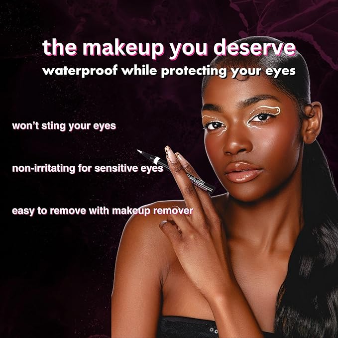 Catfish Liquid Eyeliner, Waterproof Liquid Eyeliner, Long Lasting Makeup with Fine Brush Tip Easy Apply Satin Finish, Smudge-Proof & Transfer-Proof - Sugar (White)