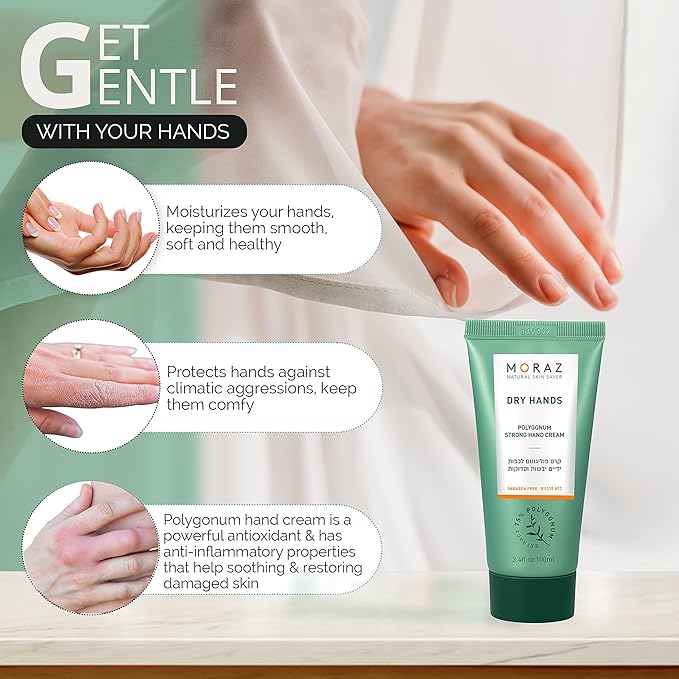 Moraz Herbal Hand Cream For Dry Cracked Hands with Polygonum Extract – Cruelty-Free Hand Moisturizer for Extremely Dry & Rough Skin – Paraben-Free & Herbal-Rich Hand Lotion for Women & Men, 8.5 Fl Oz