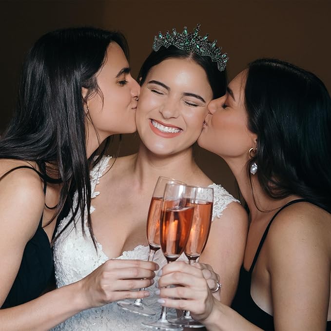 LIMELIA Women's Tiara for Henna Wedding Party|Glitter Hair Accessories for Bridal Birthday Pageant Prom Halloween Cos-play Christmas Party|Dence-Green