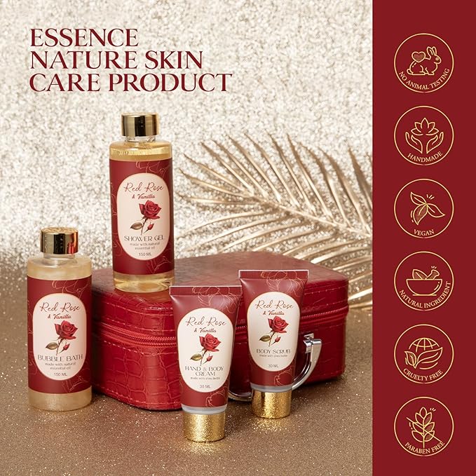 mother's day gift Spa Gift Baskets for Women, birthday gifts Skincare Set for Teen Girls Make up Cosmetic Bag, 12pcs Rose & Vanilla spa kit for women gift set, Birthday Gifts, Daughter Gift Set