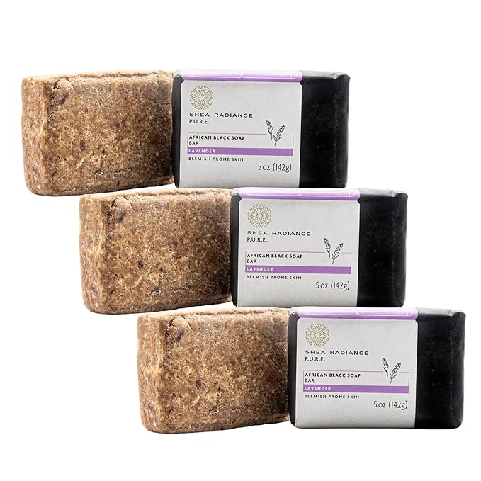 Shea Radiance African Black Soap Bar 3 Pack | Lavender