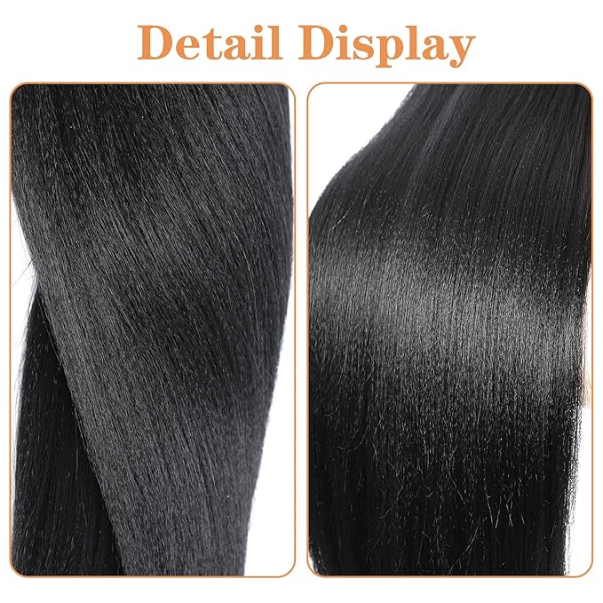 Black Braiding Hair Extension, 28 Inches Pre Stretched Braiding Hair for hair Braids,2 Packs Yaki Texture Synthetic Braid Hair
