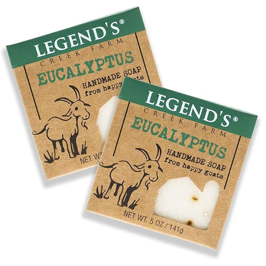 Legend's Creek Farm Goat Milk Soap - Cleansing Moisturizing Soap Bar for Hands and Body - 5 Oz Creamy Lather, Nourishing, Gentle Natural Soap for Sensitive Skin (Eucalyptus, Pack of 2)